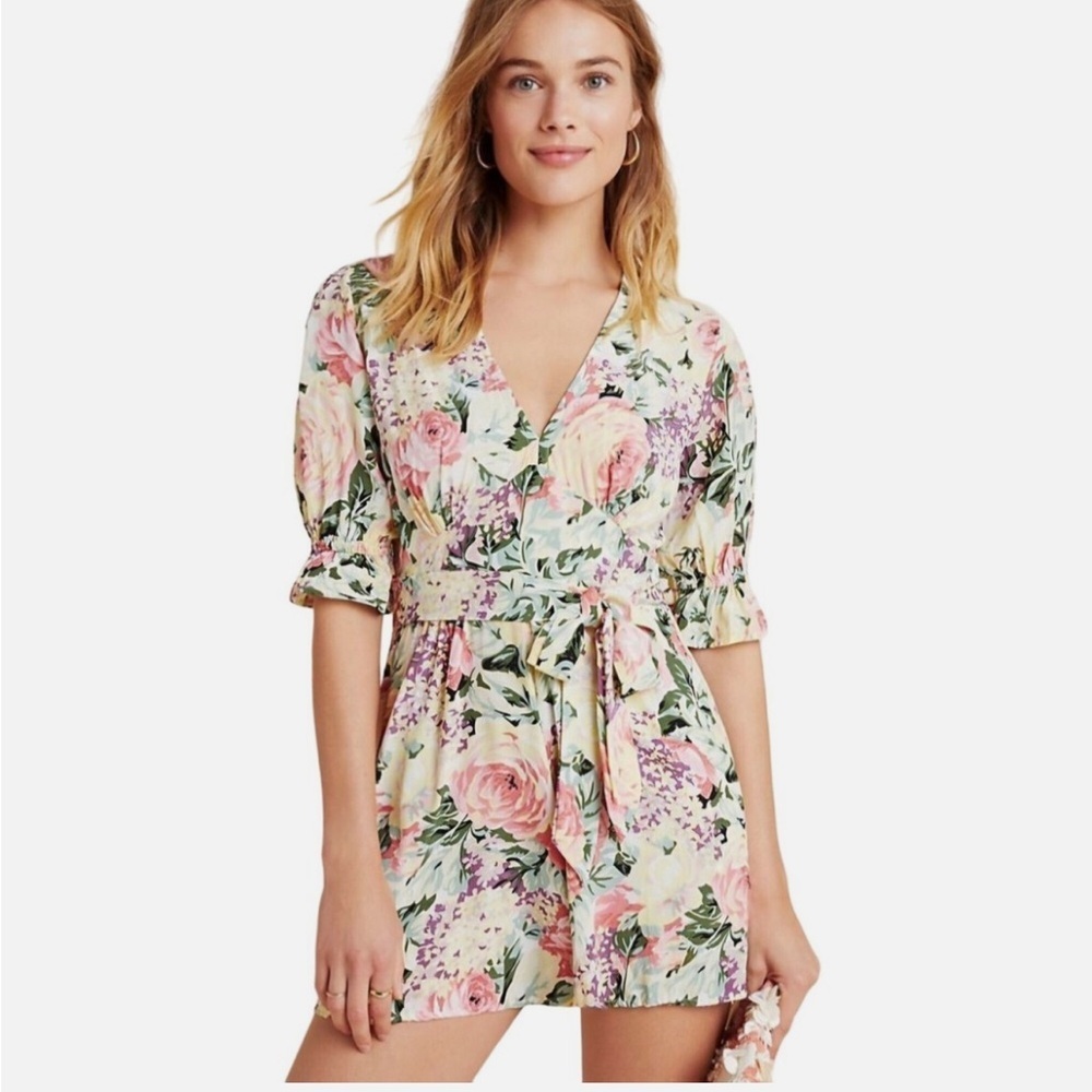 Faithfull the Brand Floral Mini Dress Size 4 S Belted Cottagecore Romantic